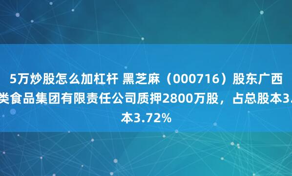 5万炒股怎么加杠杆 黑芝麻（000716）股东广西黑五类食品集团有限责任公司质押2800万股，占总股本3.72%